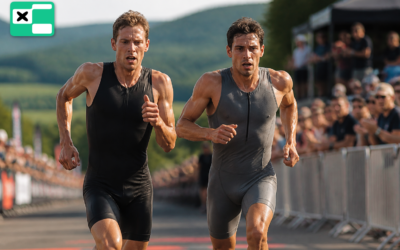 IRONMAN 70.3 Happy Valley 2026 — pojedynek na biegu (ilustracja AI)