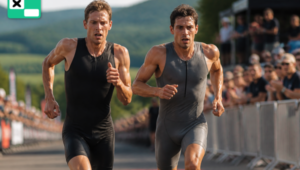 IRONMAN 70.3 Happy Valley 2026 — pojedynek na biegu (ilustracja AI)