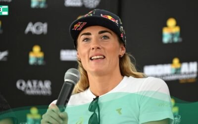 Lucy Charles-Barclay na konferencji przed mistrzostwami świata