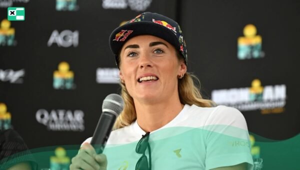 Lucy Charles-Barclay na konferencji przed mistrzostwami świata