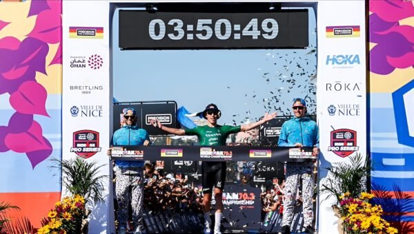 Hayden Wilde na mecie mistrzostw świata IRONMAN 70.3 w Nicei