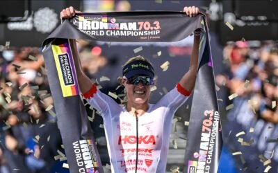Taylor Knibb na mecie mistrzostw świata IRONMAN 70.3 w Nicei